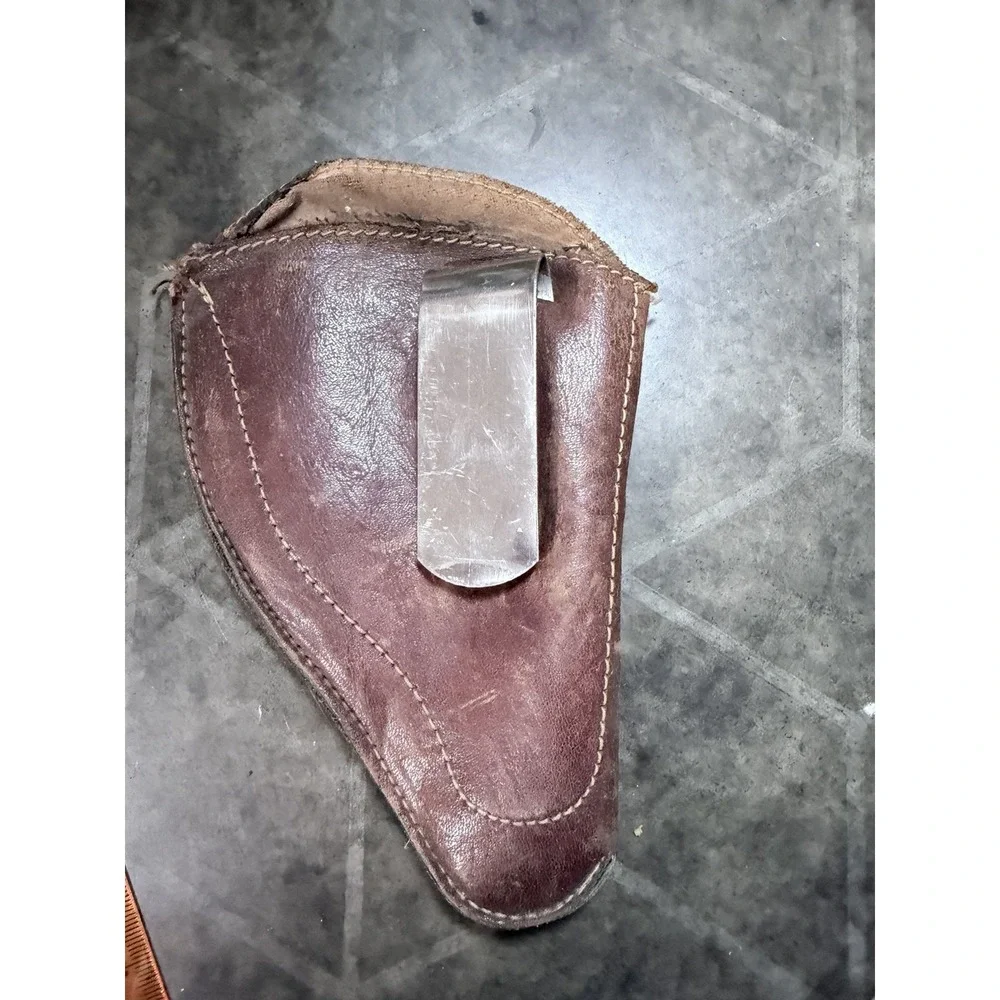 Vintage Brown Leather Belt Clip Holster‎ Pouch Handmade Worn Patina